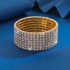 Moda Coreana Metal Incrustado Pedrería Accesorios Nupciales Elástico Pulsera de Personalidad para Mujer Pulsera de Lujo Diamante Completo B3828
