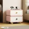 Mesa de cabeceira de madeira maciça estilo vintage, cor de madeira natural minimalista moderna, armário de armazenamento com cantos arredondados, mesa de cabeceira de quarto de grande capacidade
