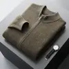 25 trajes nuevos para hombre de negocios, cárdigan casual, suéter con cremallera, tejido de punto de lana de doble cara, top básico de color liso