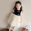 Vestido de pastel de encaje con lazo dulce de verano para niña 2026 Nuevo estilo Vestido de moda para niña pequeña Vestido de princesa