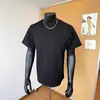 Camiseta de Manga Corta Pesada para Hombre con Cuello Redondo, Nuevo Estilo de Verano, Hombro Normal Estilo Americano, Cuello Pequeño Retro, Camiseta con Panel de Costilla