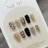 Uñas Postizas Hechas a Mano con Fotos Reales, Diseño de Cruz, Estilo Dulce y Genial, Espejo Mágico Pegatinas de Uñas Portátiles Hechas a Mano Venta al por Mayor