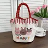 Bolsa Carteiro de Balde Fofa de Desenho Animado, Bolsa para Lanches, Bolsa de Lona Casual de Aparência Elegante para Uso Externo, Bolsa Cesta de Legumes de Grande Capacidade