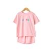 Roupas infantis da Coreia do Sul verão 2024 conjunto infantil T-shirt com bordado LOVE gola redonda manga curta shorts conjunto de duas peças para irmãos