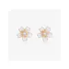 Brincos Tiki de Prata Esterlina 925 com Pérola Imitação Flor de Cerejeira Brincos Doces Antigos Femininos Brincos Pequenos e Delicados para Dormir