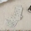 Calcetines de algodón de Xinjiang para mujer con estampado de copo de nieve y encaje, calcetines sin costuras de media pantorrilla, estilo primavera y otoño, calcetines apilables simples y versátiles estilo japonés