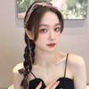 Elegante diadema trenzada con borlas, organza perlada y flores, nueva diadema antideslizante dentada, accesorios para el cabello de verano para mujer