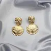 Pendientes de Metal Estilo Coreano con Baita Natural, Pendientes de Plata con Pasador, Belleza de Lujo Ligero, Plegados Simples, de Gama Alta para Mujer
