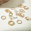 Anillos de Perlas Geométricos Exagerados Transfronterizos Europeos y Americanos, Juego de Anillos de Nudillos Irregulares Vintage