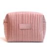 Bolsa Cosmética de Terciopelo Transfronteriza Acolchada Terciopelo Lisi Portátil Forro Polar Rayas Verticales Cartera Simple para Llevar en Mano Almacenamiento de Cambio