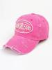 Gorra Americana Estilo Vintage Lavada con Agujero Roto y Letra Bordada para Mujer, Verano, Parte Superior Suave, Casual, Combinable con Todo, Gorra de Béisbol para Hombre