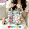 Bolso Canasta Nuevo Estilo con Borde Diagonal, Tejido a Mano con Pequeñas Flores Lindas, Bolso de Picnic Estilo Dopamina para Salidas de Primavera, Bolsa de Regalo DIY