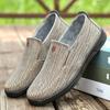 Sapatos Casuais Masculinos de Lona com Bico Redondo, Mocassins Planos Respiráveis de Calçar, Sapatos Masculinos Versáteis de Cano Baixo