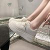 Zapatos Blancos de Suela Gruesa para Aumentar la Altura para Mujer Ins Tendencia Versátil Nicho Primavera y Otoño 2025 Nuevos Zapatillas Casuales Populares de Nicho
