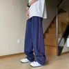 Calça esportiva listrada de hip-hop estilo americano, calça casual larga e solta para homens, estilo fino de verão com bom caimento, calça versátil de comprimento total