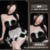 Cat Erotico de Noche Ropa Interior Volante Encaje Vestido Sin Tirantes Halter Atuendo de Sirvienta Irregular Conjunto de Coqueteo COS