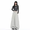 Pantalones Anchos Negros Retro Curvos para Mujer de la Colección Otoño 2026, con Cintura Ajustable Diseñable y Aspecto Casual con Caída