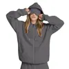 Moletom Casual Soltinho Feminino Europeu e Americano Outono e Inverno Novo Versátil Casual Simples Cor Lisa Máscara para Olhos Moletom de Manga Longa