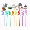 Clipe de Lápis Desenho Gato Venda Quente Transfronteiriça em Estoque Pequeno Animal Borracha Macia PVC Tampa de Canudo Clipe de Canudo Acessórios Universais