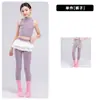 Traje de danza jazz para niñas, top morado de alta gama con un pequeño cuello alto, conjunto de yoga, body, traje de baile de espectáculo jazz para niñas