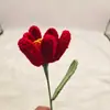 Ramo de Tulipán Abierto de Lana al por Mayor Cruzado Flor Artificial Flor de Lana de Tulipán Abierto Tejida a Mano