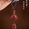 Colgante Llavero de Loto Imitación Cinabrio para Hombres y Mujeres, Amuleto de Buena Suerte Arena Dorada Morada, Decoración para Bolso de Teléfono, Suministro en Vivo