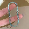 Nuevo Pulsera Tejida Estilo Chino Verde Menta con Diamantes Brillantes, Apilable, Versátil, Suave, a la Moda y Elegante Pulsera de Joyería para Mujer