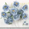 Flores artificiales Azul Niebla Salón de Bodas Flores de Seda Arreglo Floral de Boda Peonía Azul Rosa Abanico de Niebla Palma