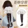 Tranças de Peruca Kony para Mulheres, Cabelo Sintético com Presilha Rabo de Cavalo Baixo Renda Trança Dupla Longa Acessório de Cabelo, Novo Estilo Chinês