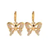 Pendientes de mariposa de acero inoxidable 304 transfronterizos, impermeables y que no se decoloran, moda para mujer en oro real, accesorios de acero de titanio europeos y americanos