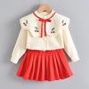 Nuevo Conjunto de Suéter para Niñas Otoño e Invierno, Conjunto de Dos Piezas de Cárdigan de Punto de Manga Larga y Falda Corta para Niñas, Ropa Infantil de Comercio Exterior Transfronterizo