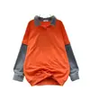 Suéter falso de duas peças de alta qualidade estilo europeu e americano retrô feminino outono e inverno solto costura de jeans design de rua nicho top