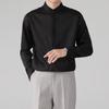 Camisa de Verano Nueva Simple Estilo Chino Nuevo Cuello Alto para Hombre Manga Larga Blanca Sin Planchar Caída Lujo Ligero Color Sólido Camisa Top