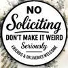 Divertida placa de hojalata redonda inglesa estilo americano "No Solicitar" letrero de advertencia retro transfronterizo