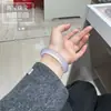 Pulsera de ágata natural color púrpura hielo, pulsera de calcedonia de ágata hielo de alta calidad para niñas, caja de regalo