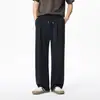 Calça Casual Preta Gelada de Seda para Homens, Verão 2026, Corte Reto Solto, Calça Longa Versátil