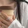 Anillo texturizado de plata de ley S925 para mujer, diseño abierto ajustable, estilo de nicho de alta gama, anillo versátil de lujo ligero para el dedo índice, nuevo