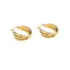 Aretes de agua Quanxi aretes de estilo coreano ins aretes franceses de acero de titanio de tres aros tricolor aretes elegantes joyería de celebridad de internet EH-058