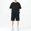 Camiseta Lisa de Manga Curta com Gola Redonda para Homens 2025 Verão Novo Estilo Japonês Simples Estampada Tamanho Grande Solta Casual