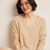 Moda Feminina em Cashmere Cor Sólida Manga Raglã Simples Suéter Gola Redonda Fenda Curta Outono e Inverno Nova Malha Camisa Básica