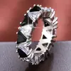Anillo Triangular de Circonita Totalmente Incrustado de Moda Europea y Americana para Mujer, Anillos de Pareja Chapados en Oro y Chapados en Plata, Regalo de Cumpleaños, Joyería de Lujo Ligero