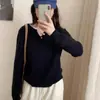 Suéter de punto con cuello en V y manga larga, de estilo coreano y corte relajado para mujer, nueva colección otoño/invierno, top versátil de color liso para usar en capas