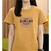 Top Amarillo Atractivo, Versátil, Favorecedor, De Alta Gama, Nicho, Manga Corta, Estampado, Juvenil, Casual, Moderno, Camiseta Simple