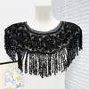Accesorio Versátil Hecho a Mano de Encaje Vintage para Mujer para Combinar con Vestidos Qipao, con Chal de Hombro Nube con Borla de Lentejuelas y Cuello Falso