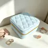 Caja de Joyería Portátil de Terciopelo, Anillo, Collar, Pendientes, Caja de Almacenamiento Compartimentada, Caja de Almacenamiento a Prueba de Humedad para Joyería con Patrón de Diamantes