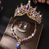 Stock Listo Vestido de Novia al por Mayor con Joyería para Novia Corona Collar Pendientes Conjunto de Dos Piezas Joyería de Aleación para Mujer Ecológico