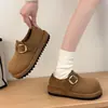 Sapatos de algodão com sola grossa e fleece, bolsa Rad retrô, quentes e bonitos 2026 Mules, sapatos de salto sem cadarço, inverno