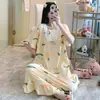 Pijama mujer verano manga corta talla grande chica gorda camisón dulce estilo princesa lindo encaje ropa de casa