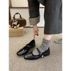Estilo Francês para a Noite Pumps Quadrados Retrô Sapatos Baixos com Solado Grosso Forrados com Lã Mary Jane Feminino Inverno 2024 Novo Estilo Coreano