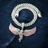 Colar de Pingente Grande com Asas de Anjo Totalmente Cravejado em Diamante Estilo Hip-Hop Simples de Liga de Zinco, Venda Quente Europeia e Americana, Luxo Leve, Personalizado